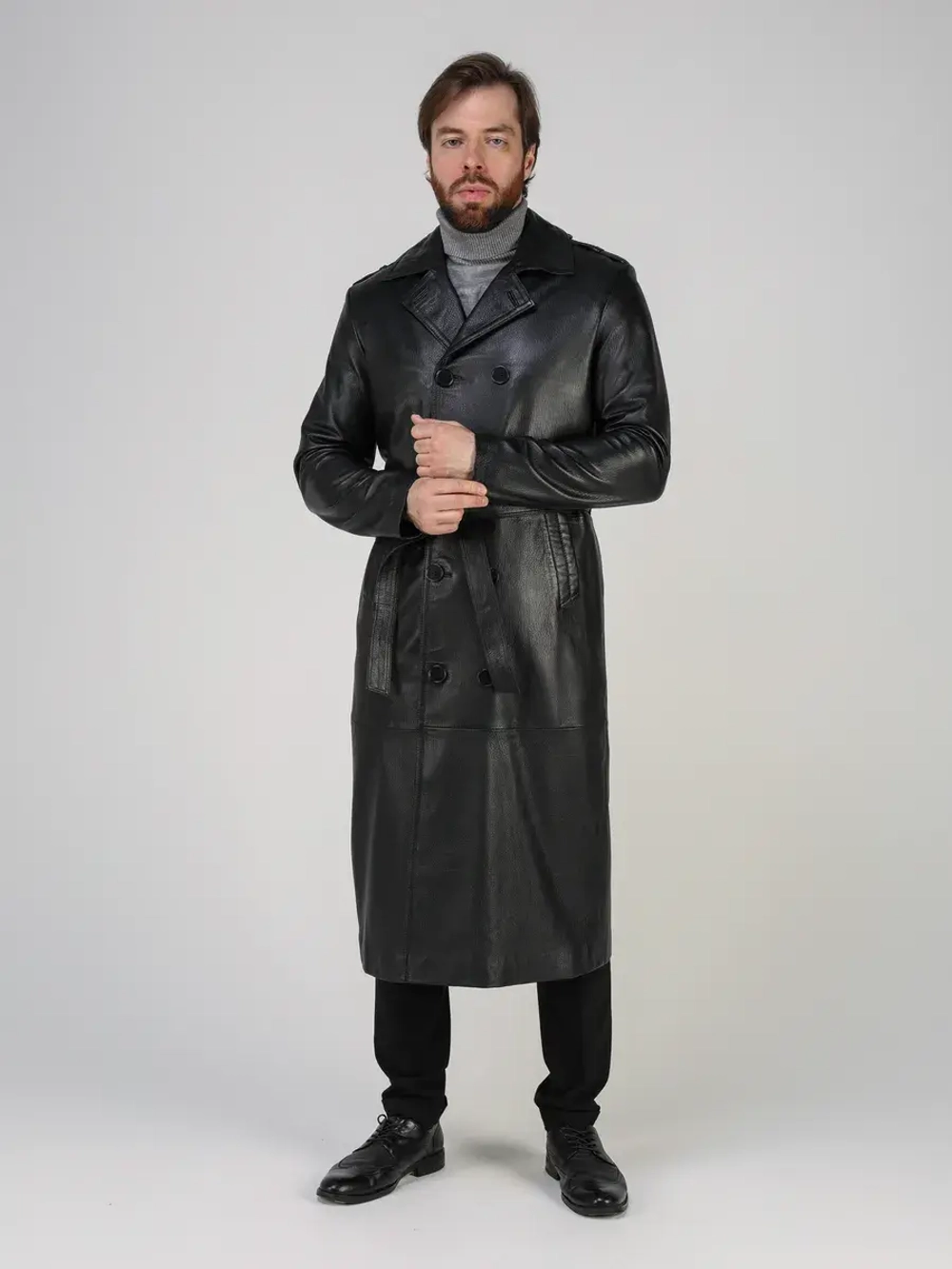 Плащ кожаный из натуральной кожи тренч