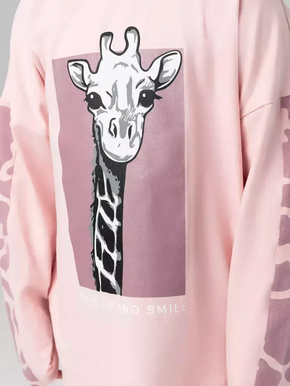 Розовый костюм для девочки на весну с леггинсами