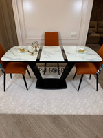 Кухонный раскладной стол "Прадо" белый мрамор и 4 стула ТРОПИК