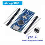 Контроллер Arduino NANO Atmega328P Type-C CH340 (ножки не припаяны)