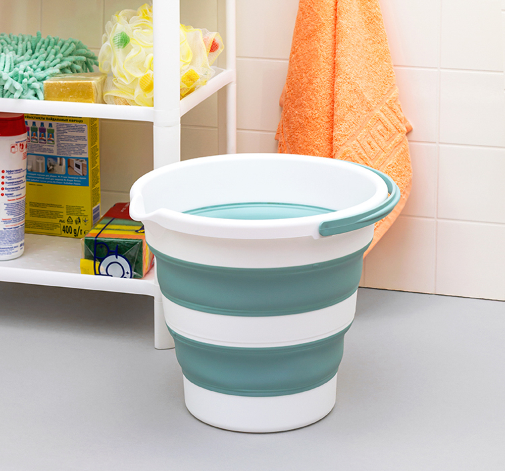 Ведро ФЛЕКС 5 л складное, носик для слива, отверстие для подвешивания, материал- полипропилен, ТЭП М2414