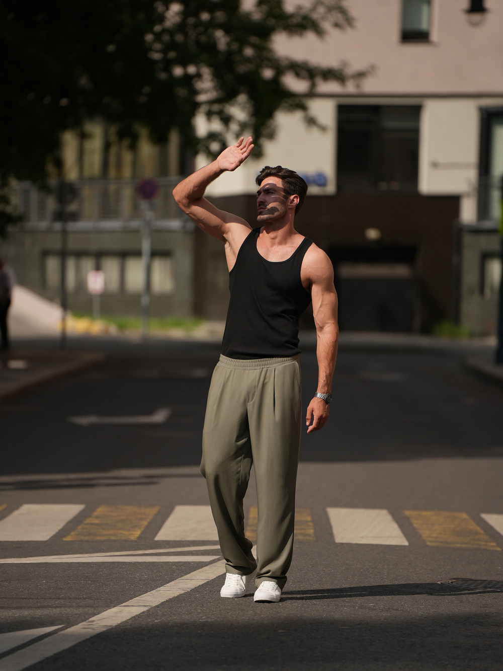 Брюки широкие легкие | olive