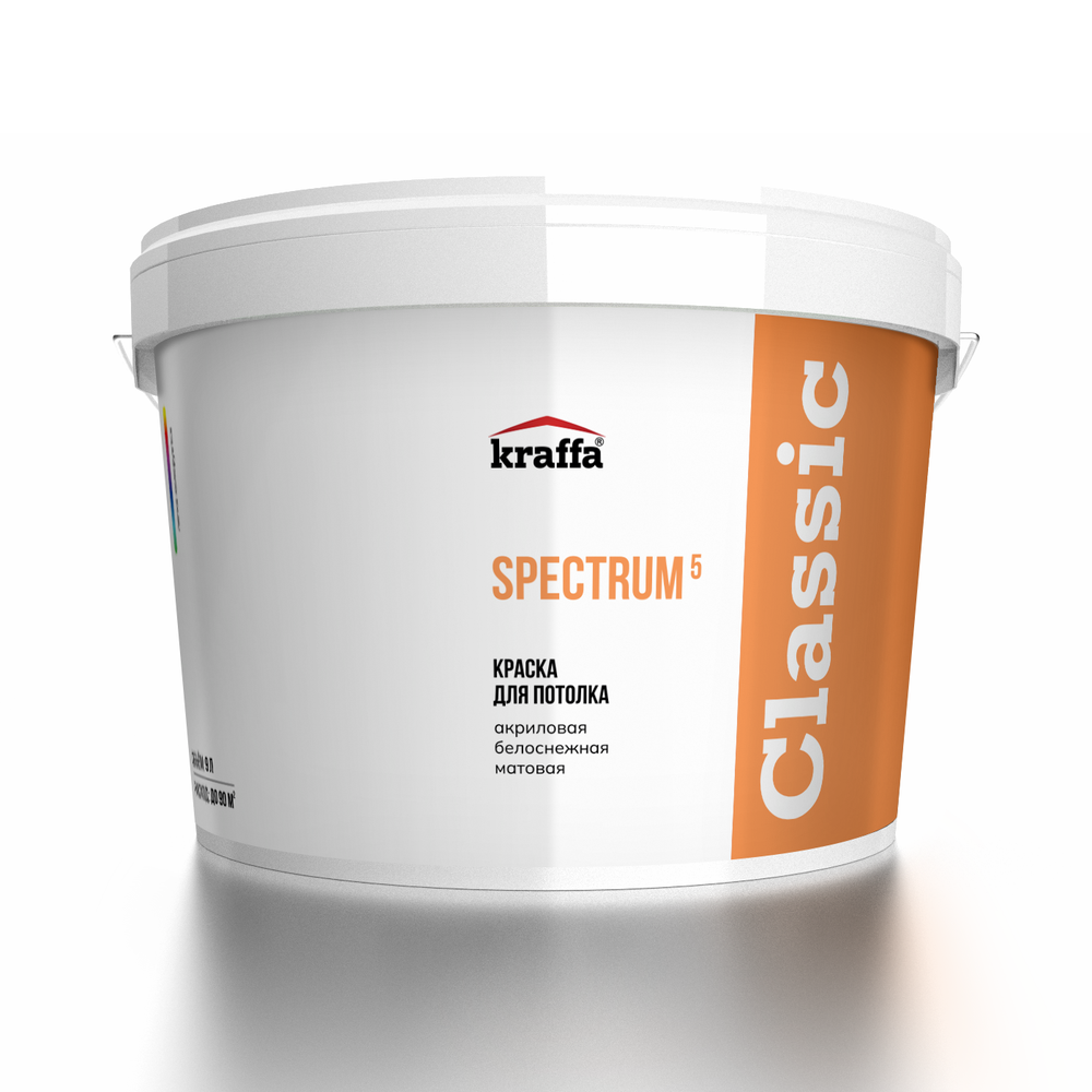 Spectrum⁵ — краска для потолков и верхних панелей стен, матовая акриловая.