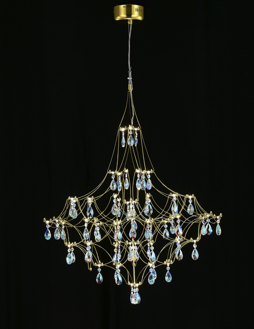 Подвесная люстра светодиодная с пультом и хрустальными подвесками K9 MyFar Allegria MR2643-66P-50СD