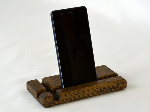 Подставка для смартфона и планшета массив дуба, расцветка эбен, арт. П4