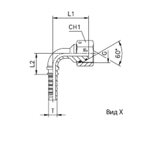 Фитинг DN 10 BSP (Г) 3/8 (90)  (штифтованная гайка) (o-ring)