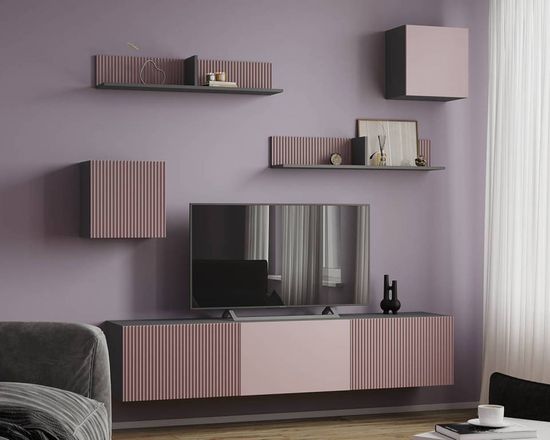 Шкаф навесной СИРИНИЯ графит серый / пудра