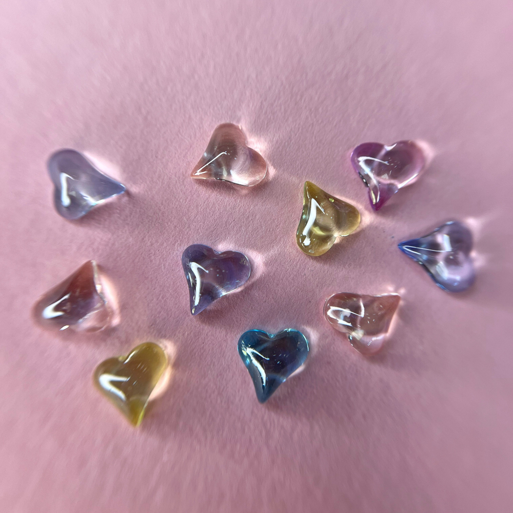 Zoo nail Фигурки объемные для дизайна Кристальные сердечки, 10шт