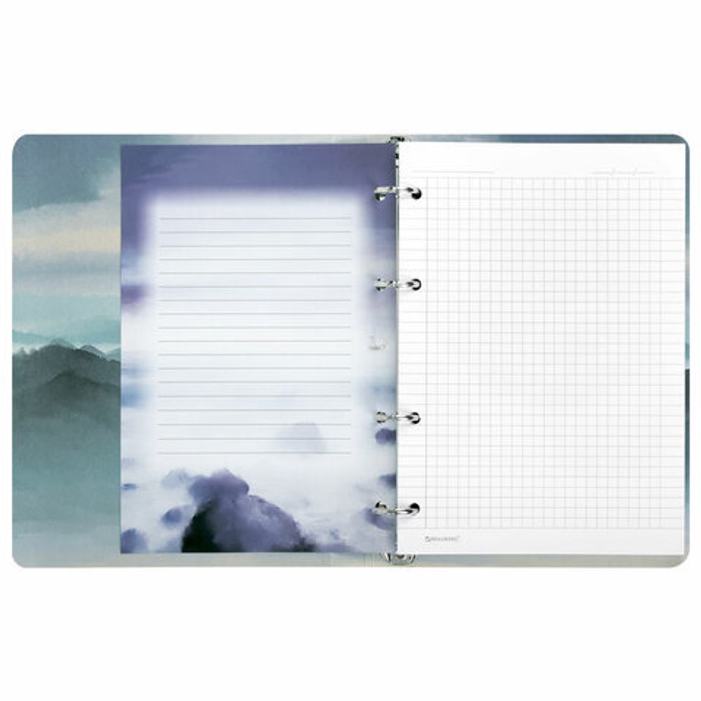 Тетрадь на кольцах А5 160х212 мм, 120 листов, картон, матовая ламинация, клетка, BRAUBERG, "В горах", 404724