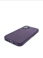 Кожаный чехол Leather Case iPhone 16 Dark Cherry Темно-Фиолетовый