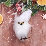 Украшение новогоднее подвесное «Совушка в колпачке» 12 см, Белый