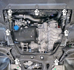 Защита картера двигателя и КПП (1,5 мм, сталь) для Exeed RX 2023-, Jaecoo J8 2024- АвтоСтандарт.59014