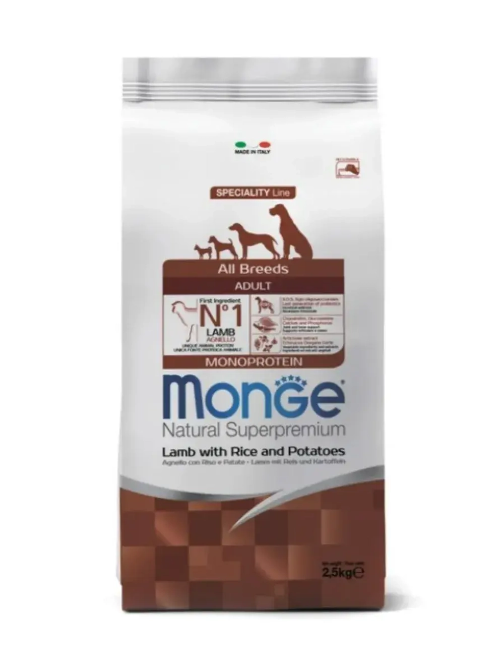 Monge Dog Speciality Line Monoprotein (Монж Дог Спешл Лайн Монпротеин) корм для собак ягненок с рисом 2,5 кг