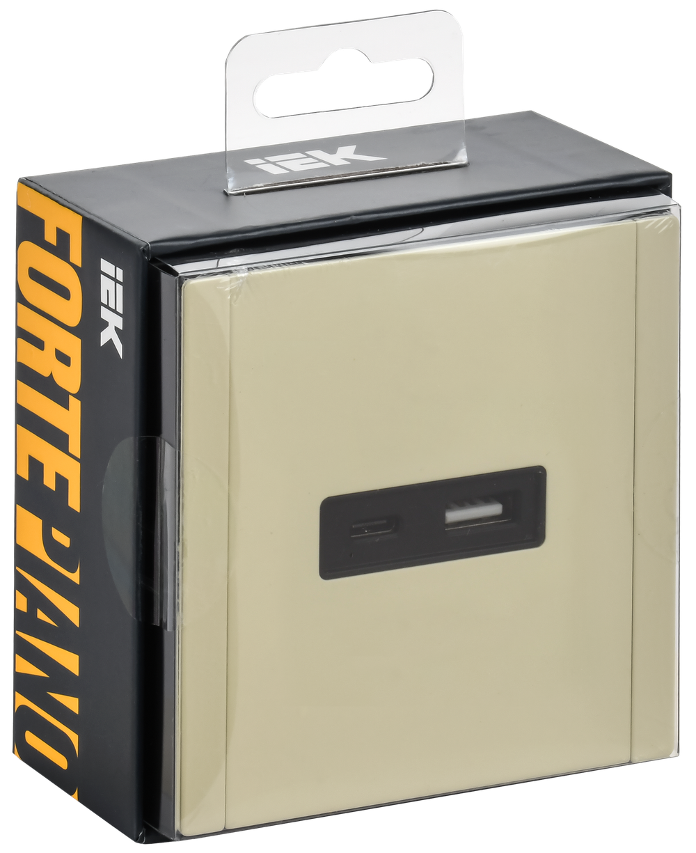 FORTE&PIANO Розетка USB A+C 3,1А FP850M металл серый сланец IEK