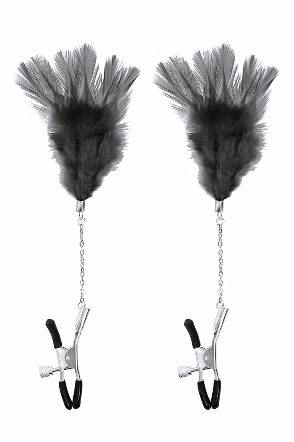 Зажимы для сосков с черными перьями Sweet Caress Feather Nipple Clumps (Цвет: черный)