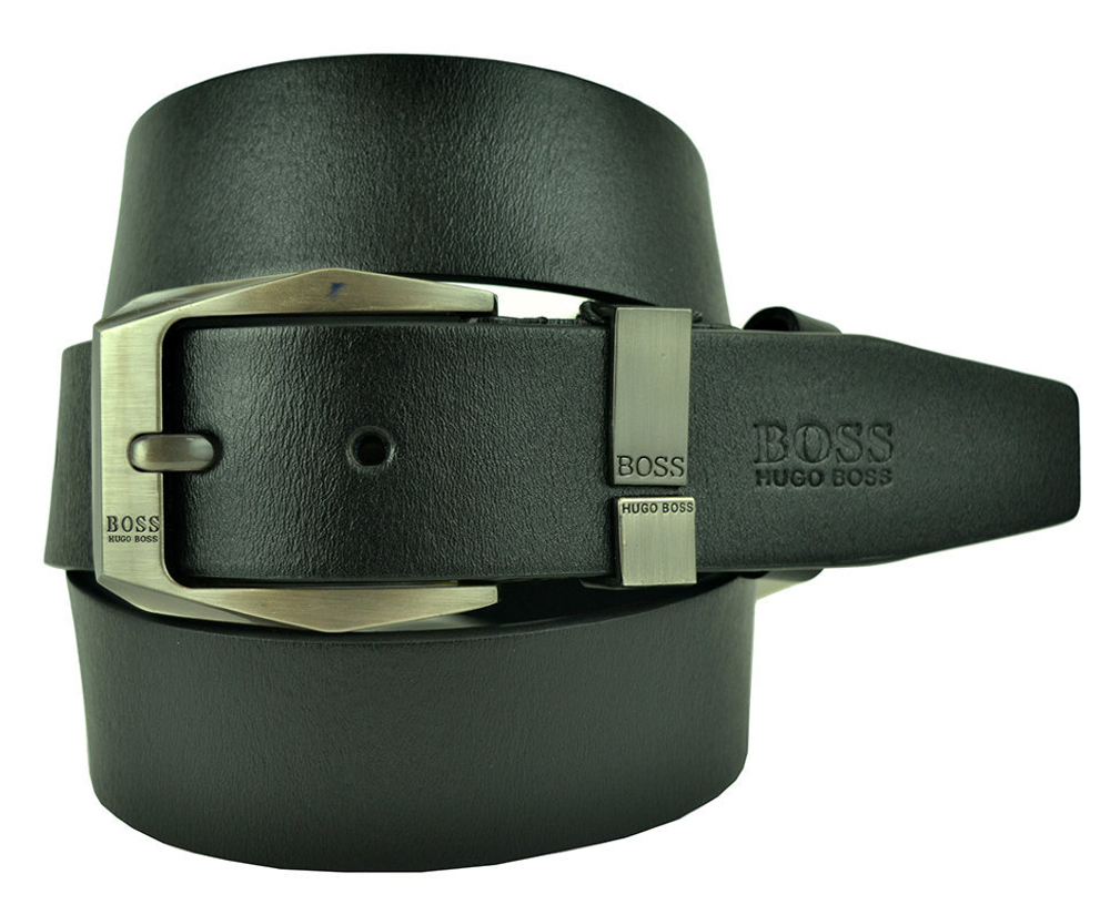Ремень брендовый мужской чёрный 40 мм для джинсов из кожи Hugo Boss (копия) 40brend-KZ-024
