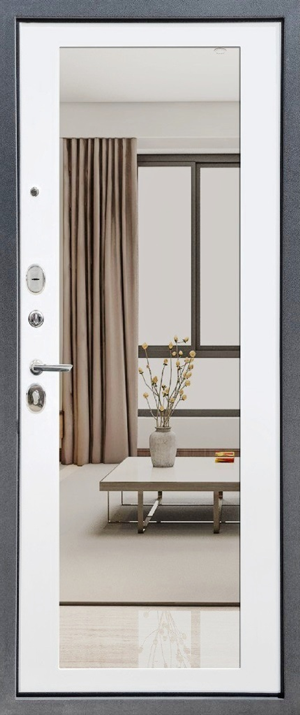 Входная дверь FlyDoors АРКАН ЗЕРКАЛО Velluto Bianco