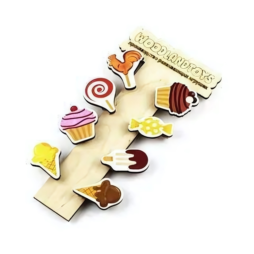 Прищепки-магниты, Сладости, набор 8 шт, 126101 (Woodland)