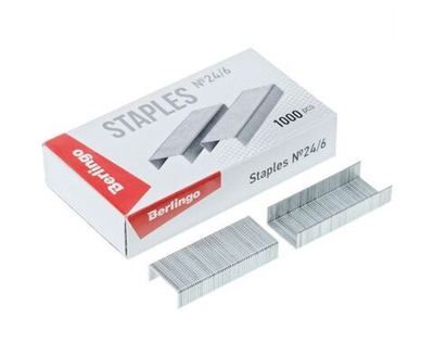 20 шт. Скобы для степлера №24/6 Berlingo, оцинкованные, 1000шт.