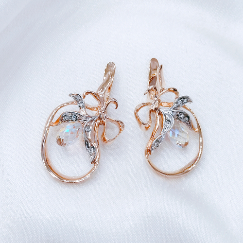 "Фелизе" серьги в золотом покрытии из коллекции "Фаворитка" от Jenavi с английским замком