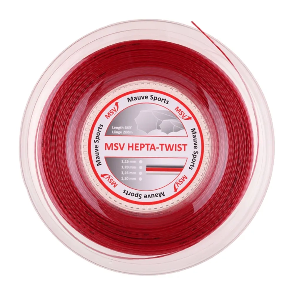 Теннисная струна MSV Hepta Twist, 1.15, 200м (красный)