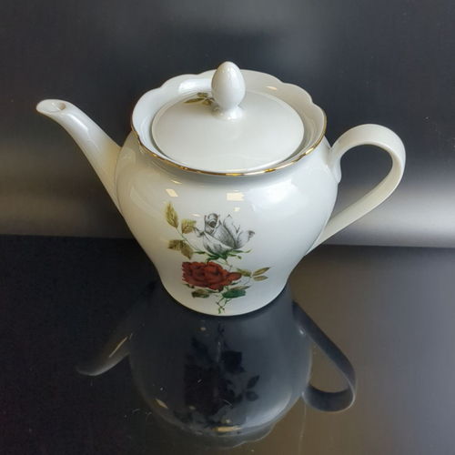 Чайник заварочный фарфоровый, деколь розы, золочение, клеймо Kahla, Кахла, ГДР, винтаж 1968-1987 гг
