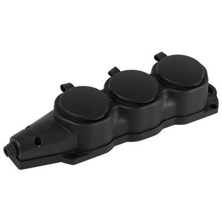 Колодка ЭРА KX-3e-B-IP44 каучуковая с заземлением 3 розетки 16A IP44 черная