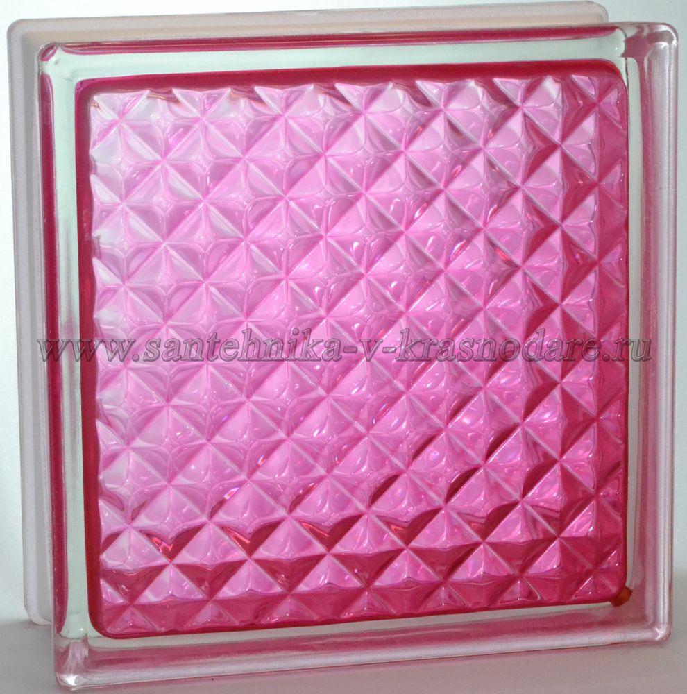 Стеклоблок инка розовый окрашенный изнутри Vitrablok 19x19x8