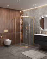 Душевой уголок Cezares MOLVENO-RH-1-110/90-C-BORO-IV, 110х90х195, профиль брашированное золото, прозрачное стекло