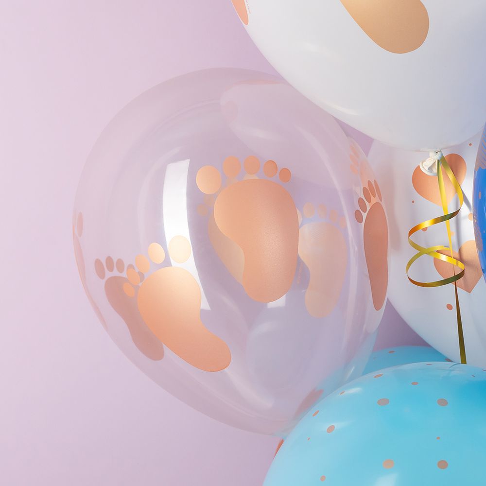 Шар (12''/30 см) Новорожденный (сердца и облака), Ассорти, кристалл, 5 ст, 25 шт.