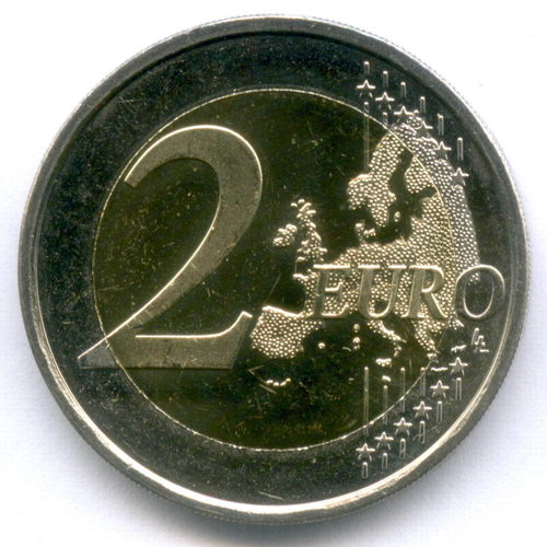 2 евро 2011 год. Финляндия. 200 лет банку Финляндии. Биметалл UNC