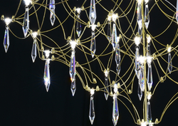 Подвесная люстра светодиодная с пультом и хрустальными подвесками Asfour MyFar Allegria MR2643-66P-76AP