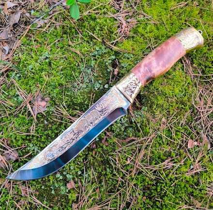 Эксклюзивный нож НС-13А Урал, золочение (Златоуст)