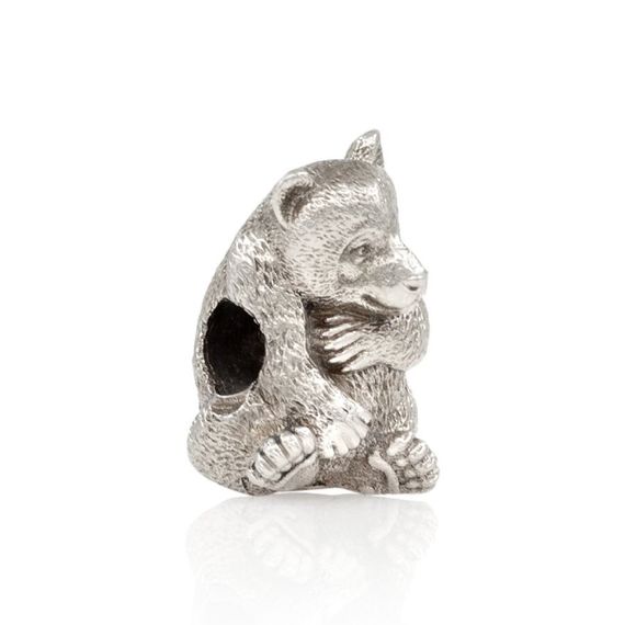 Шарм Панда из мельхиора, бусина, вид полубоком 2