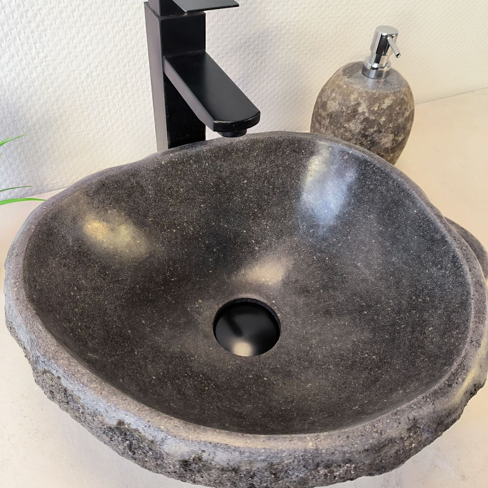 Раковина из речного камня RS-66033 37х35х15 из натурального камня