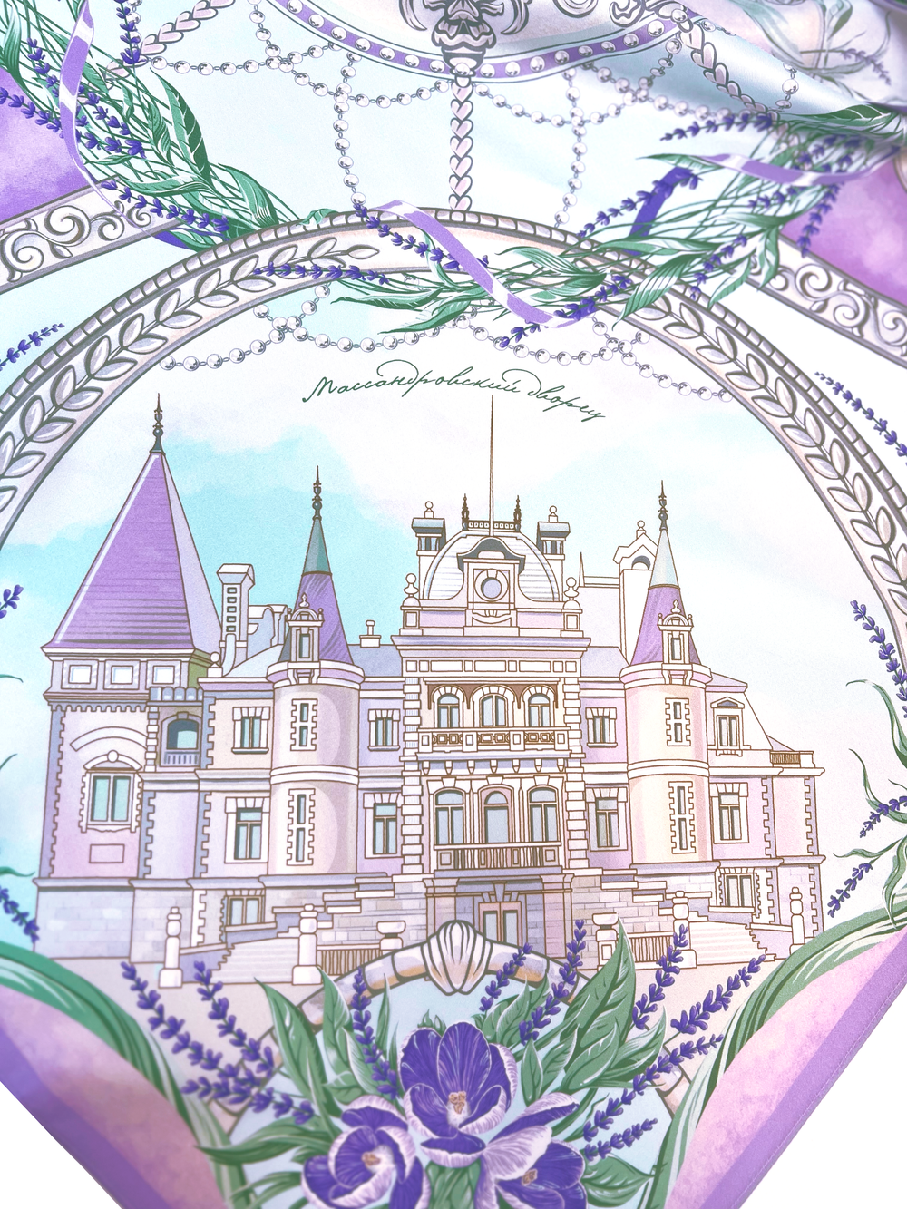 Платок «Дворцы Крыма» 100% шёлк