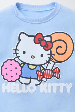 ZARA ФУТБОЛКА С ПРИНТОМ HELLO KITTY © SANRIO, ГОЛУБОЙ