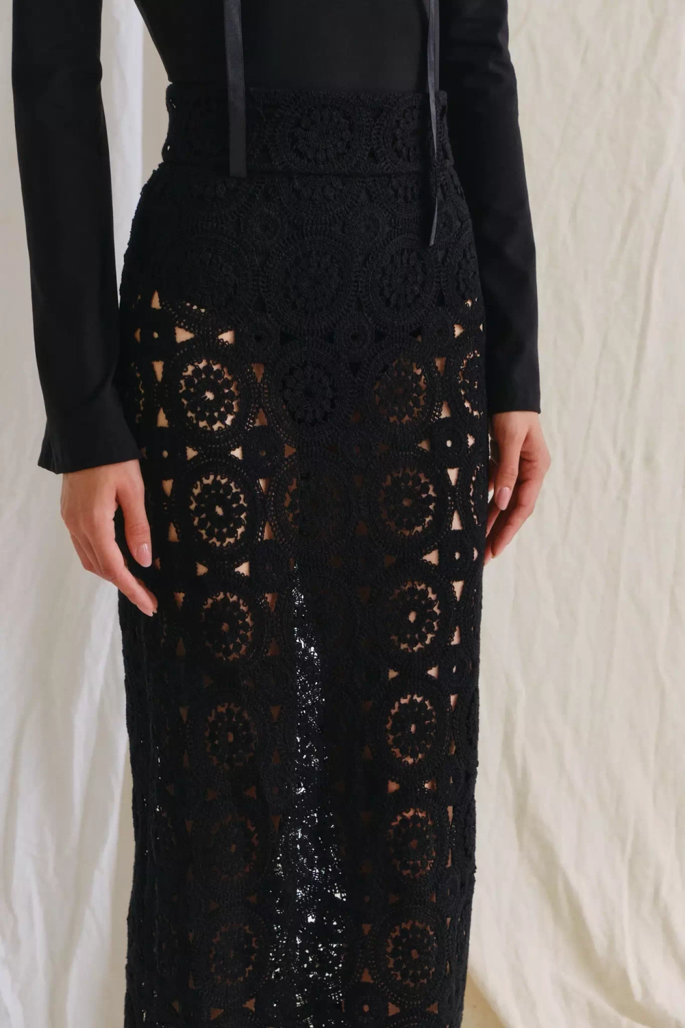 Кружевная юбка черная