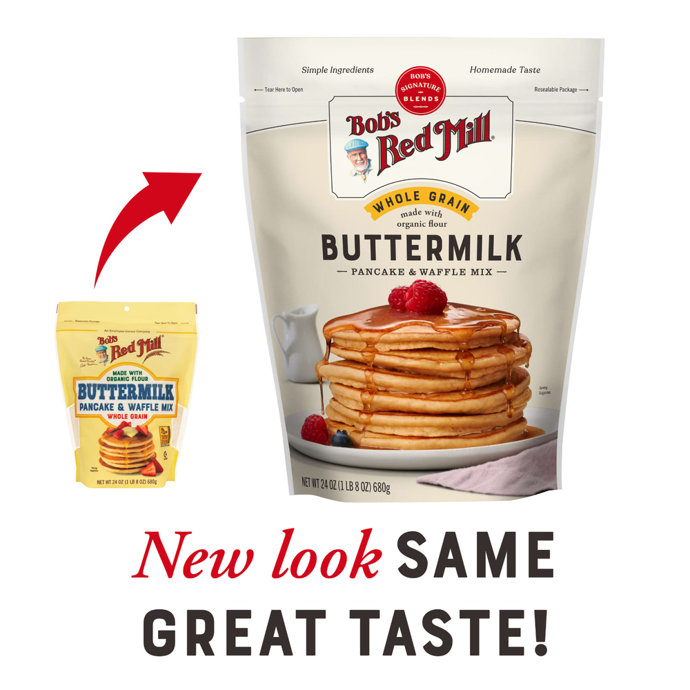 Bob's Red Mill, Пахтовая смесь для блинчиков и вафель, цельносмолотая, 680 г