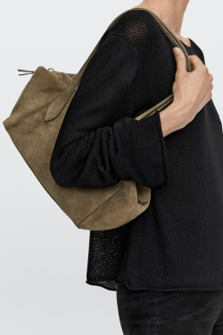 Massimo Dutti Сумка-саквояж West из натуральной кожи, серо-коричневый