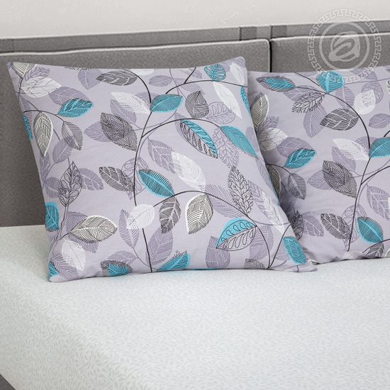 Евро комплект постельного белья Серебряные листья бязь Премиум наволочки 70x70 см