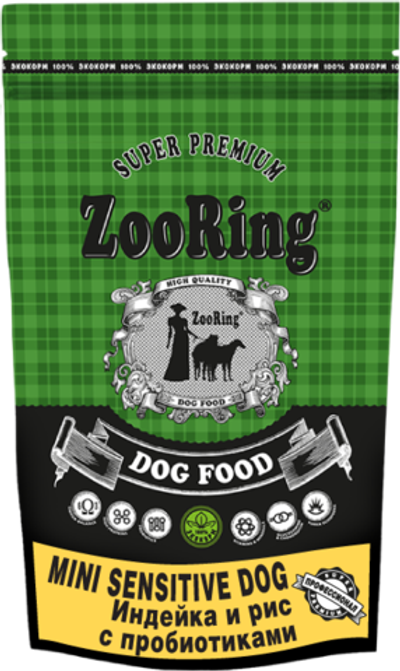 ZooRing Mini Sensitive Adult Dog Индейка и рис 0,7 кг