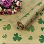 Упаковочная бумага, Крафт 40гр (0,7*10 м) Верже, Клевер, Зеленый, 1 шт.
