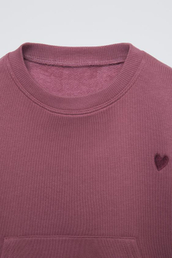 ZARA КОМПЛЕКТ ИЗ ДЖОГГЕРОВ И ТОЛСТОВКИ С ВЫШИВКОЙ, ТЕМНО-РОЗОВЫЙ