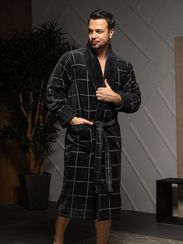 Мужской махровый халат Kevin, черный POLENS