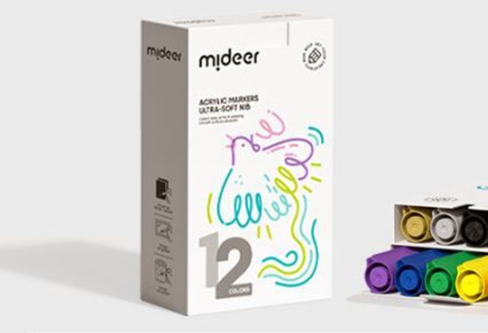 Набор акриловых маркеров &quot;Mideer&quot;, 12 цветов