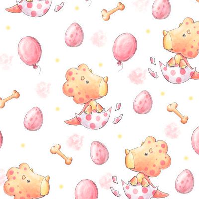 Акварельный принт с динозавтрами.