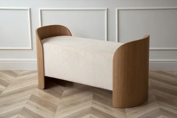 Банкетка Lagom 2 100 см (молочный, натуральный дуб)