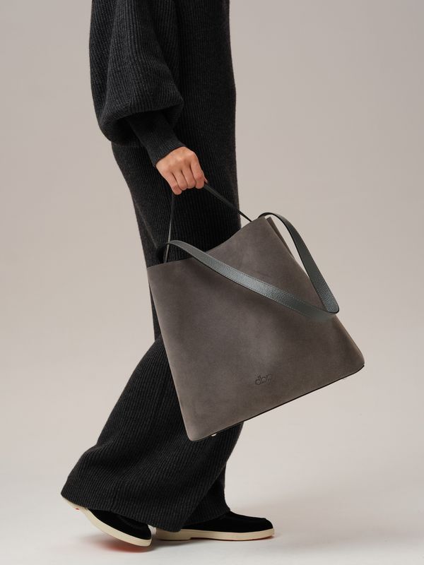 Замшевая сумка шоппер DBR 30948 серый замок