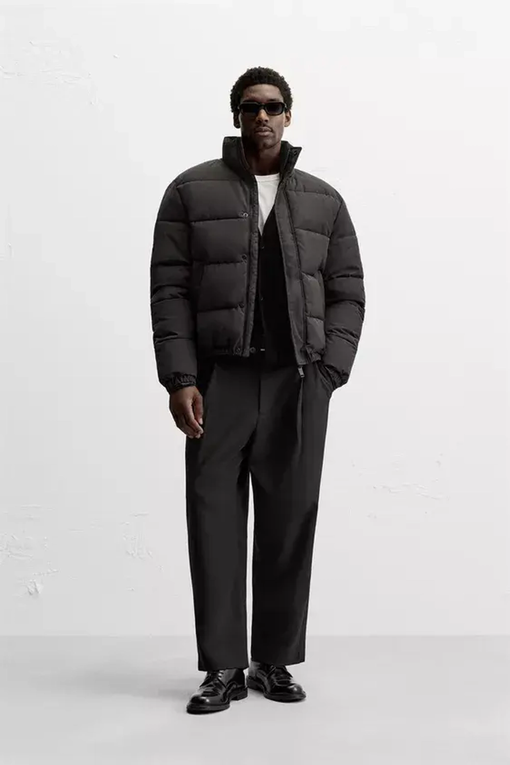 ZARA УТЕПЛЕННАЯ КУРТКА BOXY FIT, ЧЕРНЫЙ